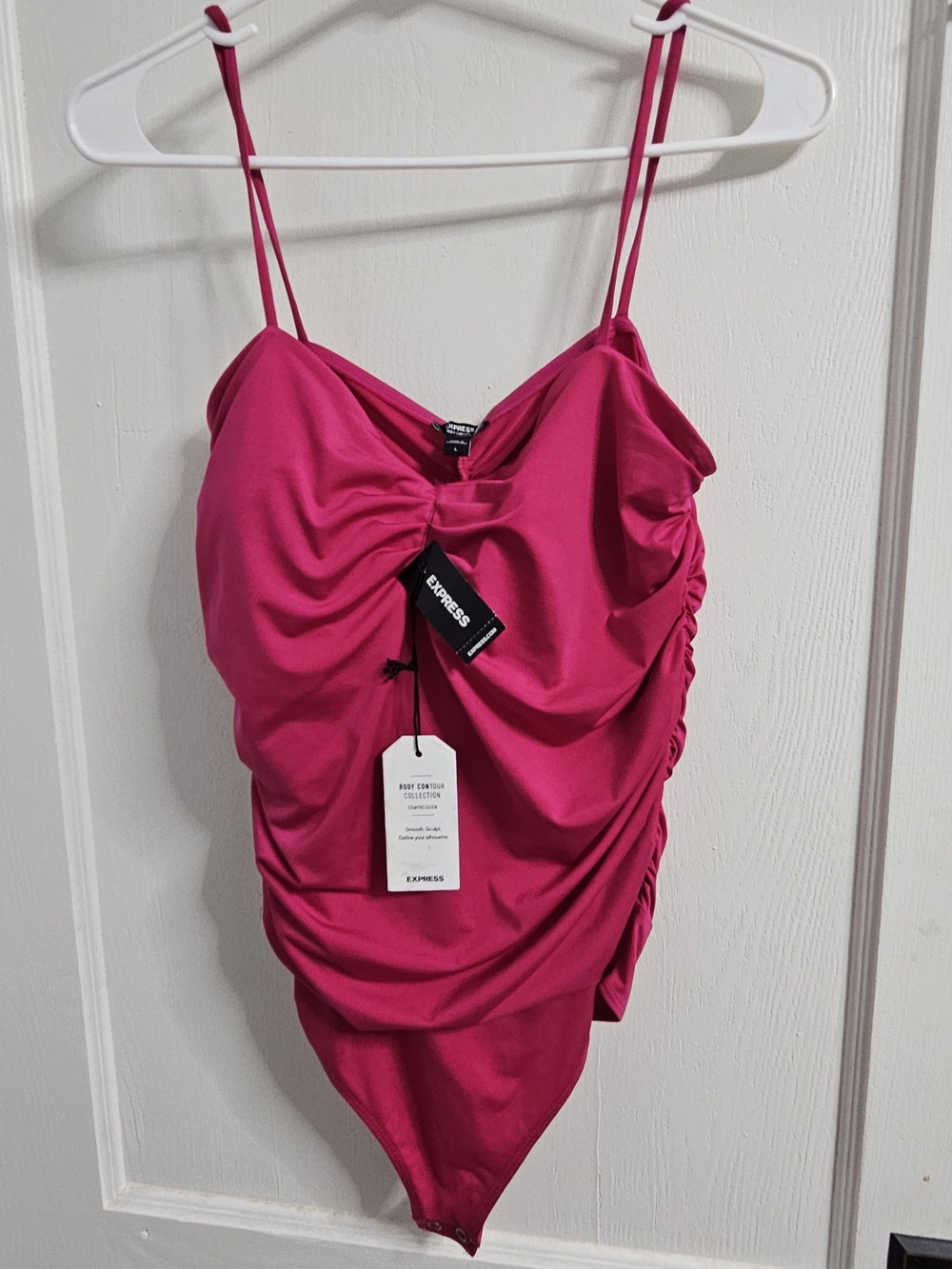 Express Fuchsia Ruched Body Suit